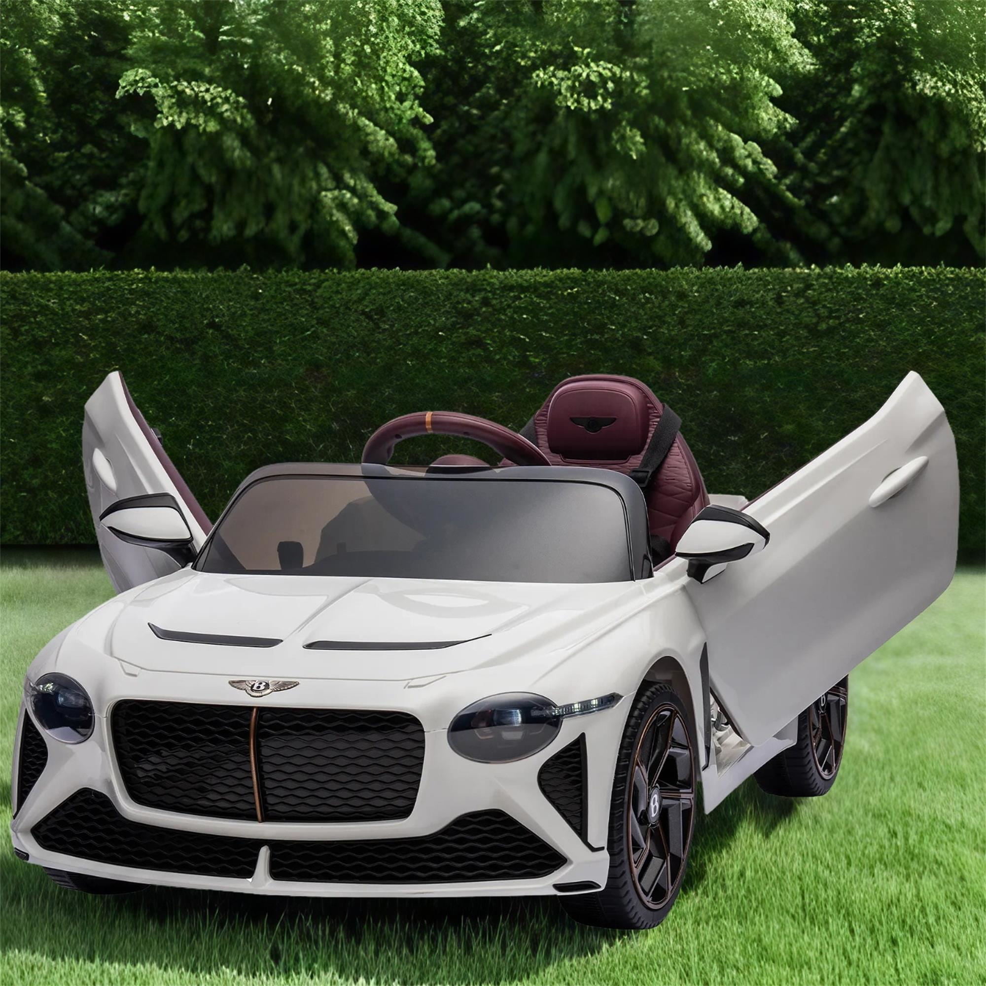 Kepooman 12v Electric Powered Ride on Car for Girls Boys, Kids Ride on Car with Parents Remote Control, USB,MP3 ,Bluetooth,LED light,Three-point safety belt, White