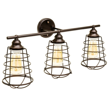 Best Choice Products Industrial Style, 3 Light, Bathroom Vanity Light Fixture