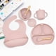 thumbnail image 2 of Plato de silicona para la cena, babero para bebé, cuenco para bebé, vajilla para niños, mantel individual, cuchara, tenedor, juego de taza para refrigerio resistente a caídas, 2 of 6