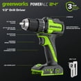 thumbnail image 3 of Greenworks 24V Cordless Brushless 400 in-lbs Drill/Driver+1950 in-lbs Impact Driver Combo,High Torque, Lightweight,w/(2) 2.0Ah USB-C Batteries,12000mAh Power Bank and 65W 3-Port USB-C Fast Charger, 3 of 20