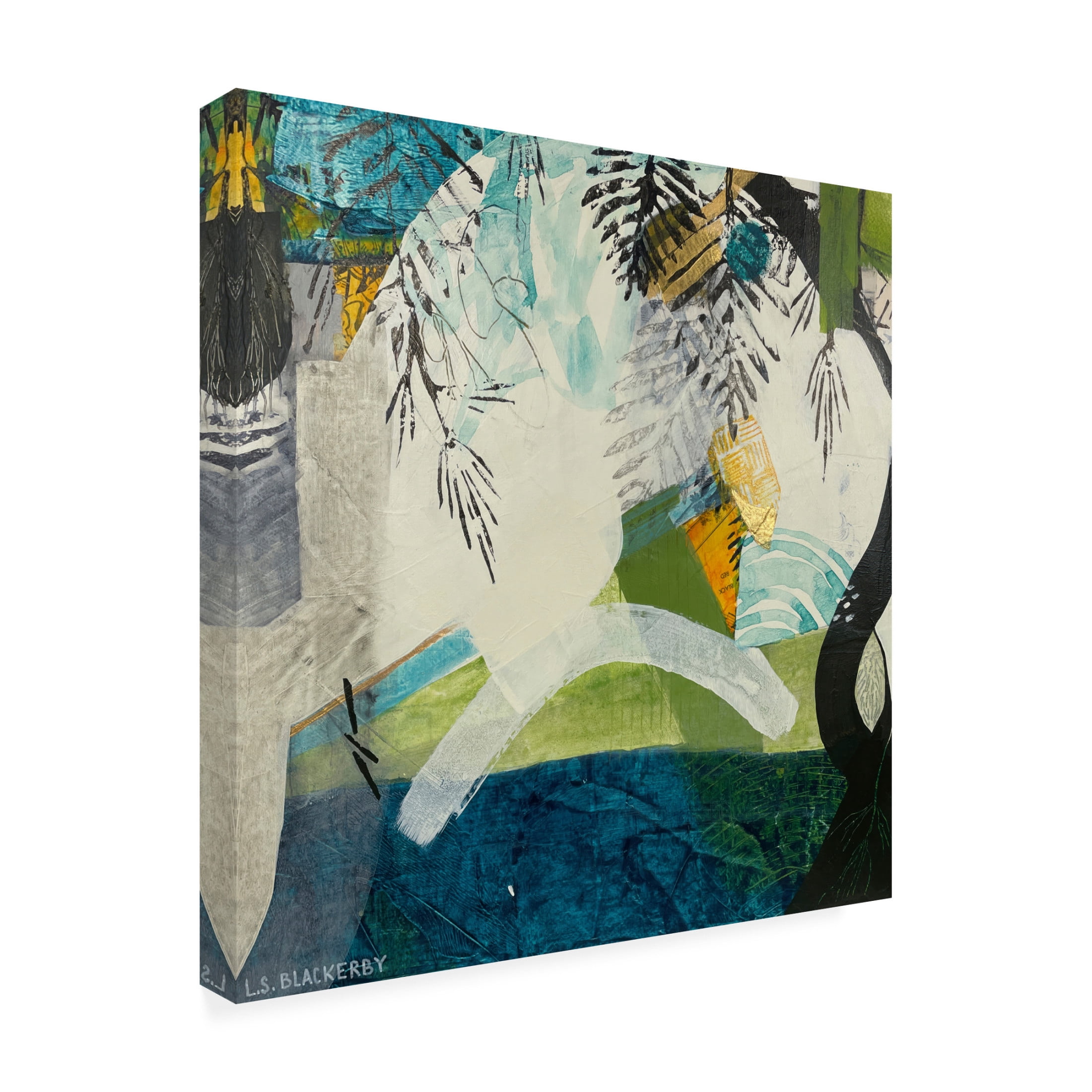 Canvas Wall Art - Linda S. Blackerby 'Woodlands Mountain Lake 1' Wall Art for Living Room, Bedroom, or Office Décor by Trademark Fine Art - 18 x 18 Inches