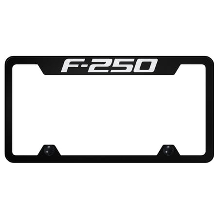 Ford F-250 Logo Stainless Steel Truck Cut-Out License Plate Frame (Black)