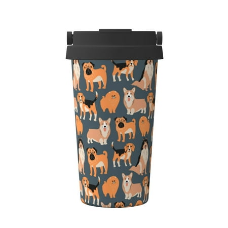 

Pofeuu Corgi Collie Pug Print Coffee Mug Iced Coffee Tumbler Cup Double Wall Vacuum Leak-Proof Thermos Mug CoffeeThermos Travel Mug