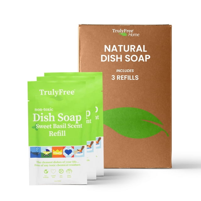 Detergente líquido para lavar platos Truly Free Sweet Basil, 3 x 360 ml