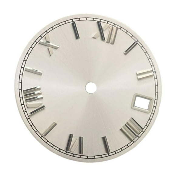Esfera de reloj de 28,5mm para movimiento automático NH35, diseño Vintage con calendario, esfera de reloj, números , reparación de piezas de Argenta blanca