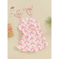 thumbnail image 3 of FEORJGP Kids Baby Girl Summer Romper Toddler 1-5Y Sleeveless V Neck Overall Button Front Rainbow Print Jumpsuit Shorts Infant Casual Cute Playsuit for Daily, 3 of 8