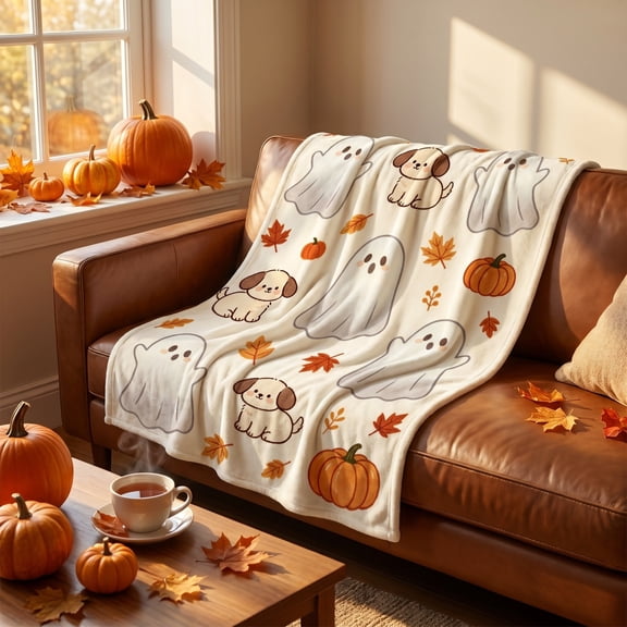 Flannel Throw Blanket Thanksgiving Comfortable Soft Light 70X100Cm for Sofa Bed Camping Fall Ornament Prize