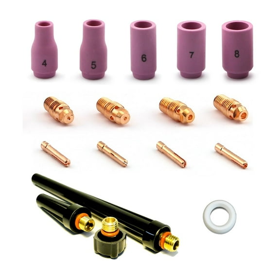 WeldingCity TIG Welding Accessory Kit Regular Setup (.040-1/16-3/32-1/8) Collet-Collet Body-Ceramic Cup-Gasket-Back Cap (T31) for TIG Torch 9, 20 and 25 Series