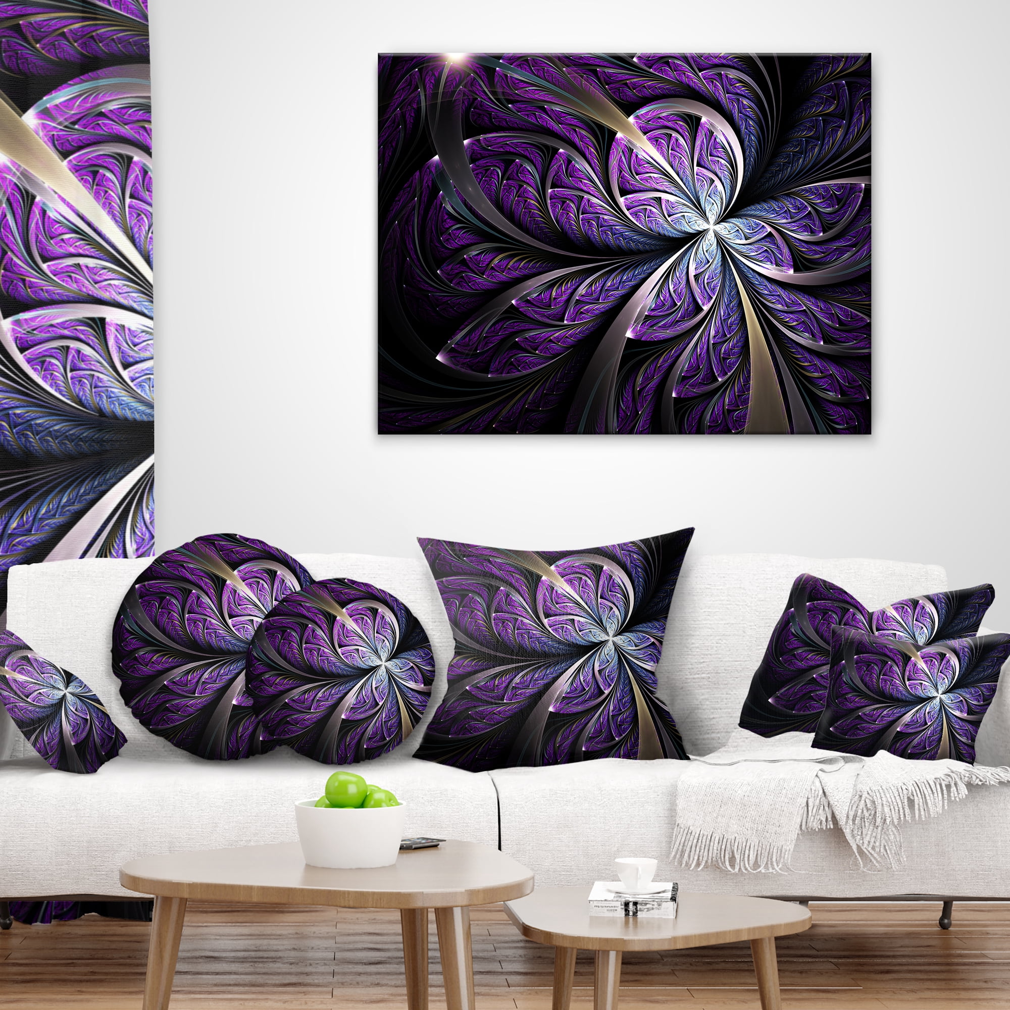 Designart 12" x 20" Purple Polyester Throw Pillow