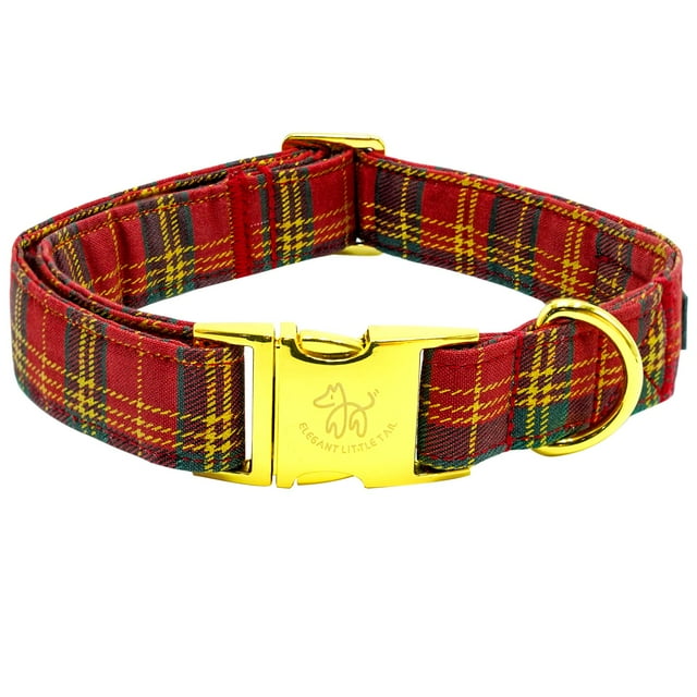 Collar para perro elegante con forma de cola pequeña roja a cuadros, ajustable M, 1 cm