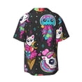 thumbnail image 2 of Easygdp Cat Icecream Men's Casual Short-sleeved Shirt with Pocket and Button Suitable for Beach Vacation Leisure - Medium, 2 of 7