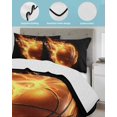 thumbnail image 4 of Basketball Queen Size Down Alternative Comforter, Lightweight Comforter Quilt Bedding Set with Pillow Shams Modern Buruning Flame Sport Black Background All Seasons Bed Comforter Duvet Insert 90"x96", 4 of 7