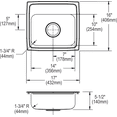 thumbnail image 2 of Elkay 17X16X5-1/2 3H 1B ADA SS SINK, 2 of 2