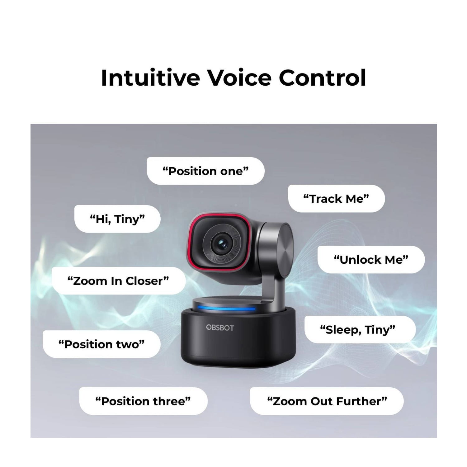 OBSBOT Tiny 3 AI-Powered Spatial Audio 4K PTZ Webcam with Gesture & Voice Control, Stream Deck and Switch 2 Compatible