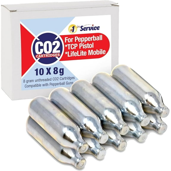 8 Gram CO2 Cartridges for Pepperball Guns, 10 pk