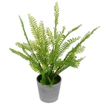 Masteelf Green Artificial Fern Plant Decor for Office and Home, Plastic Mini Potted Bonsai, Realistic Design