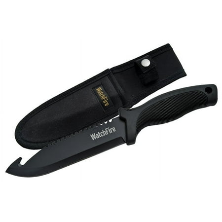 FIXED BLADE KNIFE | 10.75 Black Watchfire Guthook Hunting Skinning Camp 210920
