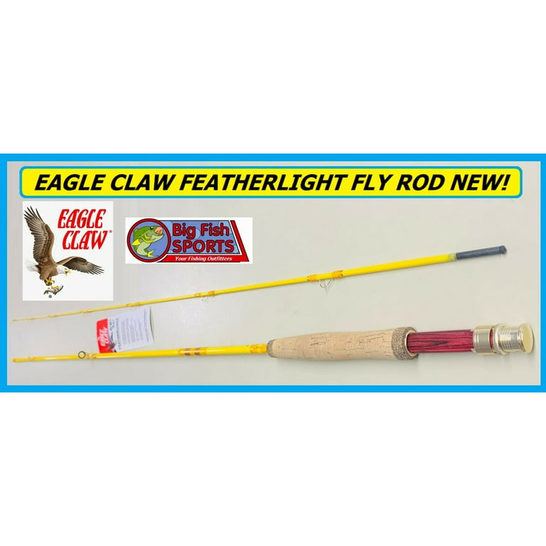EAGLE CLAW Featherlight 3 Line Weight Fly Rod, 2 Piece (Yellow, 6