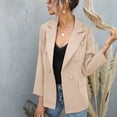 thumbnail image 3 of Chaqueta de traje para mujer, cuello en V, manga larga, bolsillos falsos, botón, chaqueta de traje informal para mujer, albaricoque M, 3 of 5