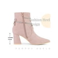 thumbnail image 6 of BLISSFUL STEP Women's Ankle Boots Butterfly Rhinestone Strap Chunky Heels Pointed Toe Boots Dust Pink 8, 6 of 7