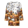 thumbnail image 4 of DORKASM Women Halloween Shirts 3/4 Sleeve Crew Neck Ghost Graphic Funny Print Casual Tshirt 2026 Spider Web Pumpkin Cute Shirts Spooky Spider Tee Yellow 2XL, 4 of 5