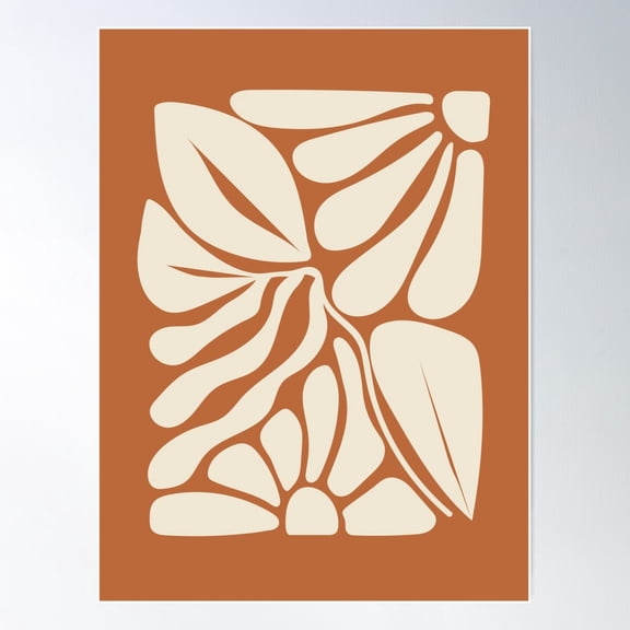 Autumn Design In Terracotta Colors, Botanical Abstract Art Poster Wall Art, Modern Wall Decor For Living Room Bedroom, 8x12 UNFRAMED