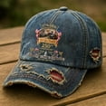thumbnail image 5 of XIAOCHA Distressed Printed Dad Hat for Men Adjustable Hat Band Sports Party Baseball Cap for Daily Ball Cap,Navy, 5 of 5