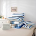 thumbnail image 5 of Manfei Girly Blue Stripes Bedding Comforter Set 7 Pieces for Adult, Oil Printing Artwork Full Bedding Set, Abstract Ombre Reversible Fitted Sheet Flat Sheet, Breathable Home Decor, 5 of 7