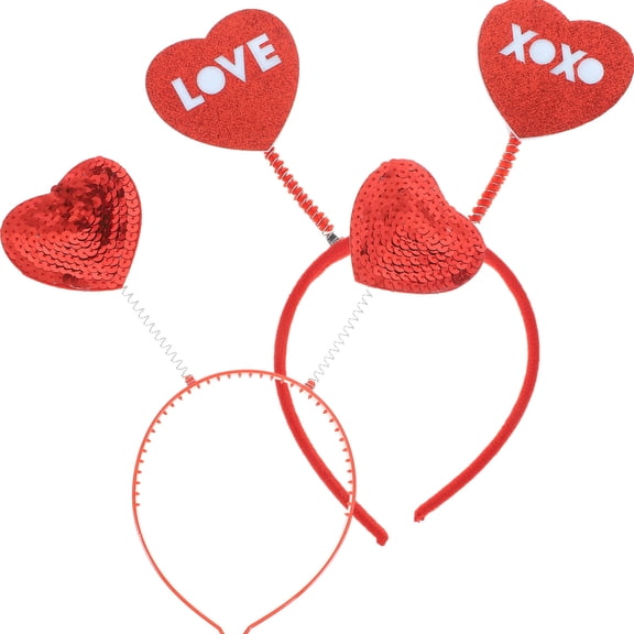 ETHZZLE 2Pcs Valentine Themed Headbands Heart Designed Hair Holding Accessories for Women Red Cloth