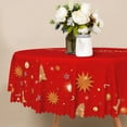 thumbnail image 4 of Nanqianyi Christmas/New Year Tablecloth Round 70 Inch Red Snowflakes Table Cloth For Holiday Party Kitchen Table Cover, 4 of 9