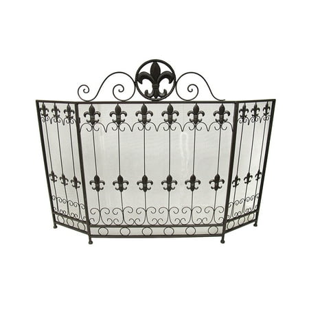Brown Metal Fleur De Lis Fireplace Screen Walmart Com