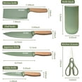 thumbnail image 6 of Knife Set, 6 Pieces Professional Kitchen Knife Set with Universal Knife Block, Super Sharp Knife Set with Ergonomic Handle Non-stick Stainless Steel Knife Block Set (Green), 6 of 6