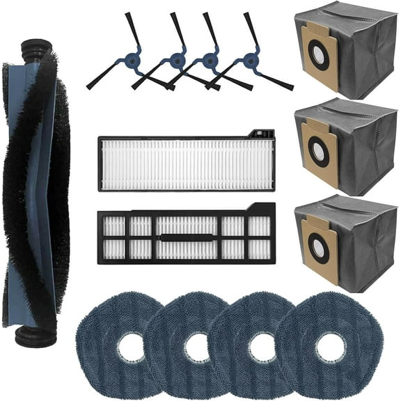 Replacement Accessories for eufy X10 Pro Omni Robot Vacuum and Mop, 1x Mainbrush,2x Filters,4x Moppads,3x Dust bags,4x Sidebrushes