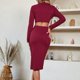 thumbnail image 5 of Vestido largo informal ahuecado con abertura lateral para mujer vestido Sexy de Color sólido traje diario, 5 of 7