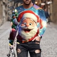 thumbnail image 1 of Blusas y camisas de manga larga y cuello redondo para hombre, informales, con estampado navideño, deportivas, de poliéster., 1 of 5