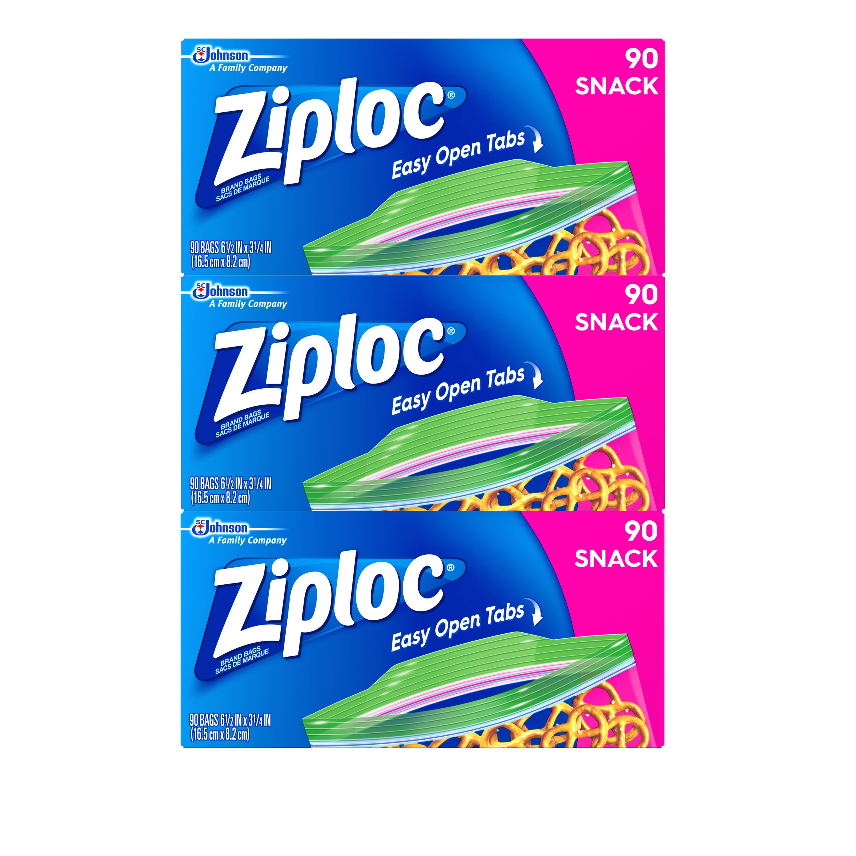 Ziploc Snack Bags with New Grip 'n Seal Technology, Ideal for Packing