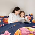 thumbnail image 4 of Castle Fairy Pink Bow Orange Basketball Full Size Bedding Sets 7 Pieces, Sport Theme Full Size Bed in a Bag, Black Blue,Navy Blue Reversible, 4 of 7
