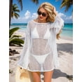 thumbnail image 2 of Swimsuit Cover Up for Women Crochet Sheer Boat Neck Kaftan Beach Dress Long Sleeve Summer Vacation Bathing Suit Cover Up Swimwear Beach Cpver Up Alsol Lamesa, 2 of 6