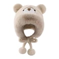 thumbnail image 2 of Segolike Cute Stuffed Bear Ear Hat Comfortable Animal Headgear for Girls Camping Holidays Beige, 2 of 8