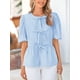 thumbnail image 4 of Blusa PRETTYGARDEN Camisa a rayas con lazo en la parte delantera para mujer 2025, 4 of 9