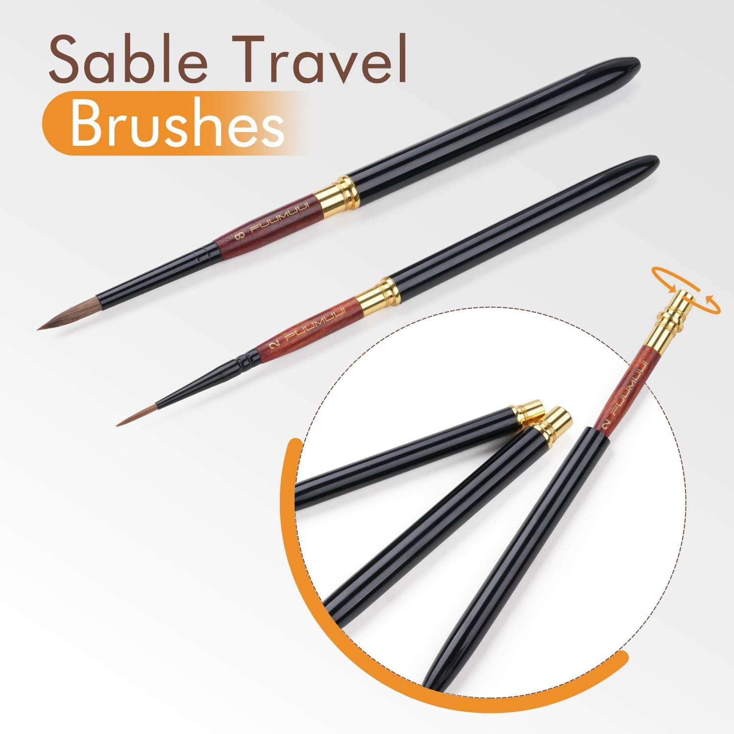 Portable Watercolor Palette, Travel Watercolor Palette 24 Grids Foldable with 2pcs Sable Travel Watercolor Brushes, Portable Walnut Wood Palette Box for Plein Air Painting