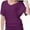 Deep Purple, variant on Women's V-Neck Dolman Top - Short Sleeve Solid Color Blouse with Side Shirring Detail, Casual Loose Fit T-Shirt