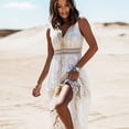 thumbnail image 2 of Vestidos largos bohemios con encaje floral para mujer, vestidos vintage de verano sin mangas con cuello en V, ropa de playa con borlas, vestidos informales para mujer, 2 of 4