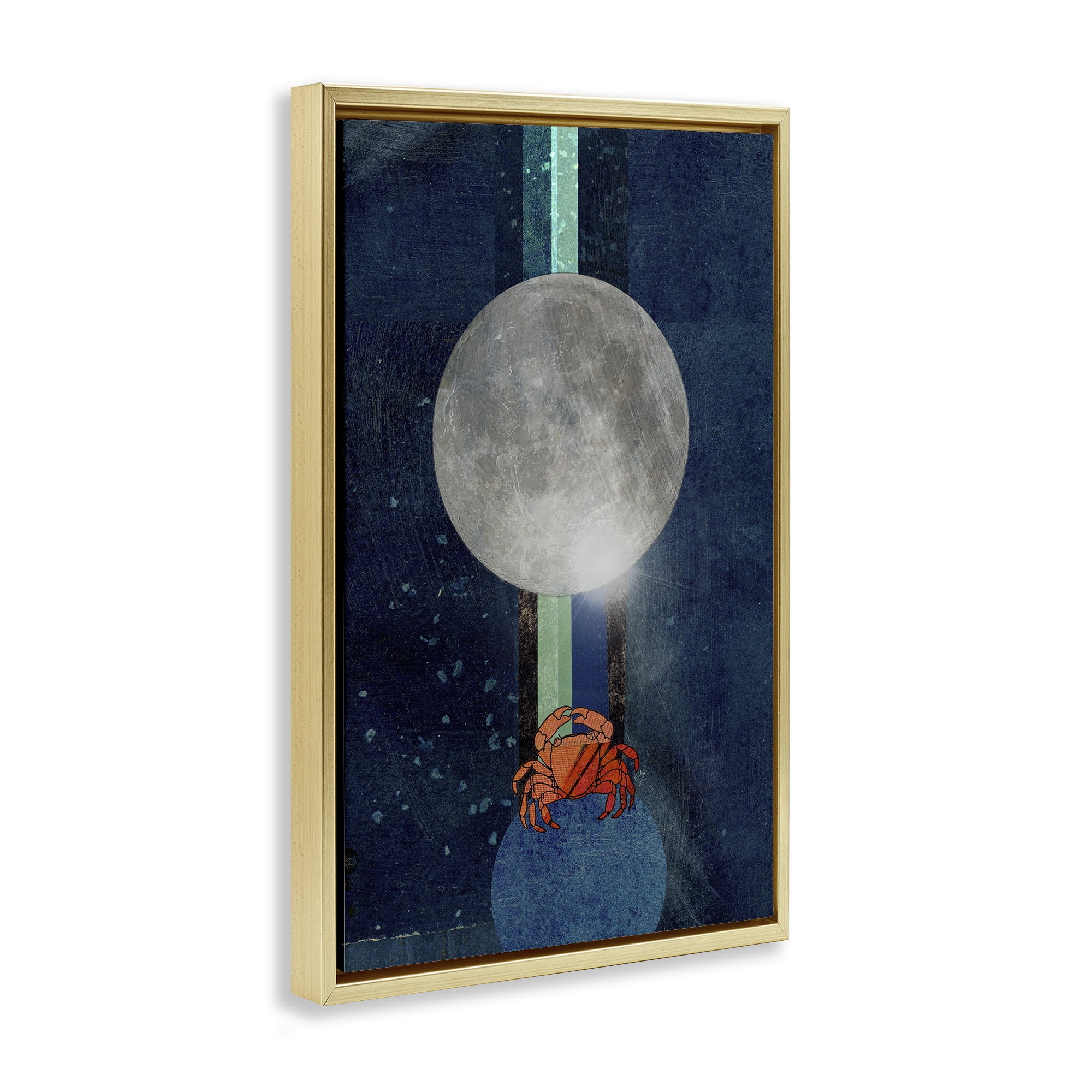 Stupell Industries Surreal Crab Outer Space Animals & Insects Painting Gold Floater Framed Canvas Art Print Wall Art, 21 x 31