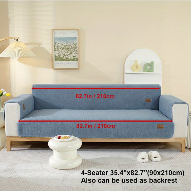1 funda de sofá de forro polar Sherpa, protector de cojín de asiento de felpa gruesa, funda de sofá antideslizante difusa, protector de muebles, para decoración de dormitorio, oficina, sala de estar