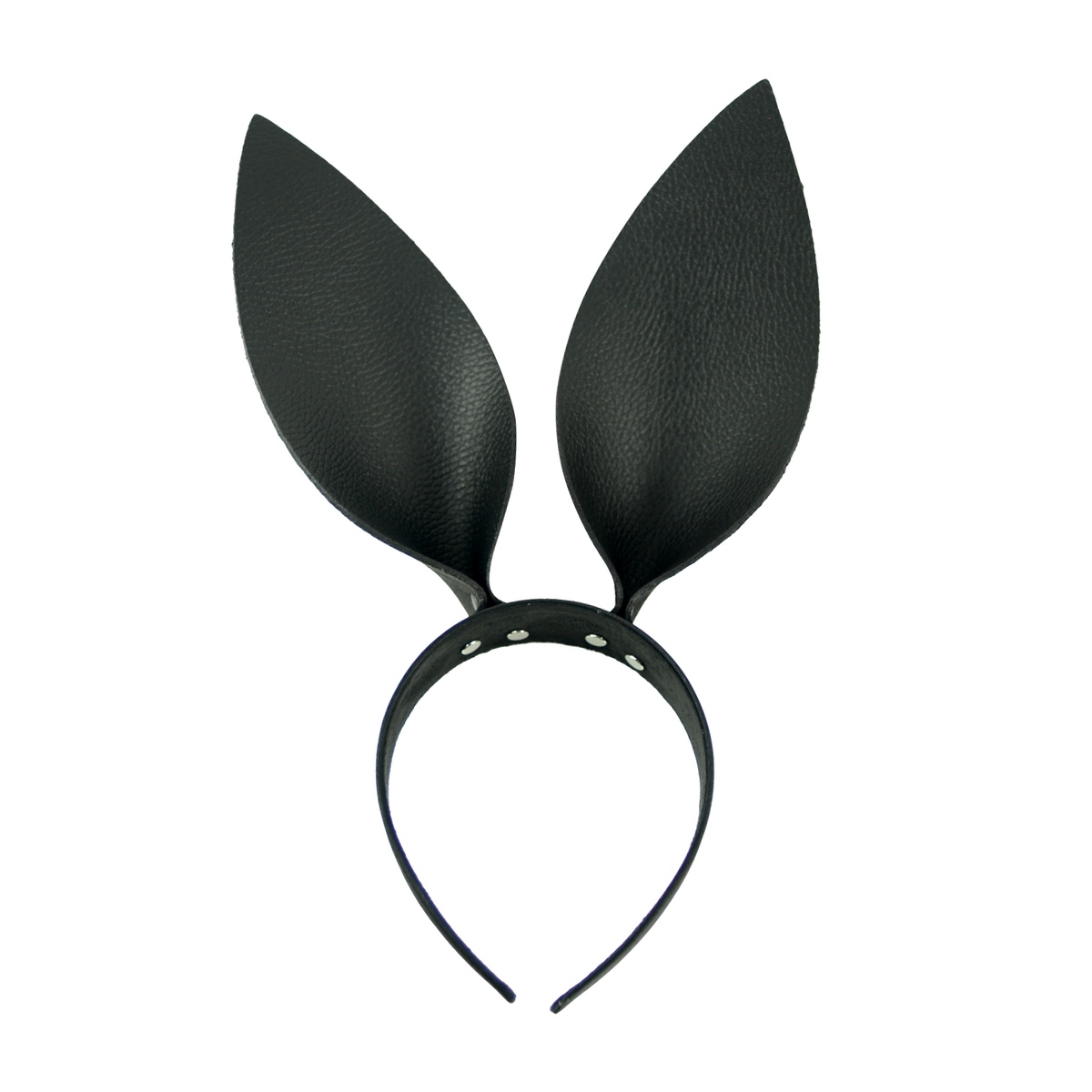 Real Black Leather Bunny Ears Headband Rabbit Head Band Adult Costume