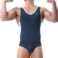 thumbnail image 2 of Nmnitkp Men's Leotard Underwear Racer Back One-Piece Bodysuit Stretch Swimsuit Thongs Singlet Workout,Mens Swim Shirt Navy,S, 2 of 9