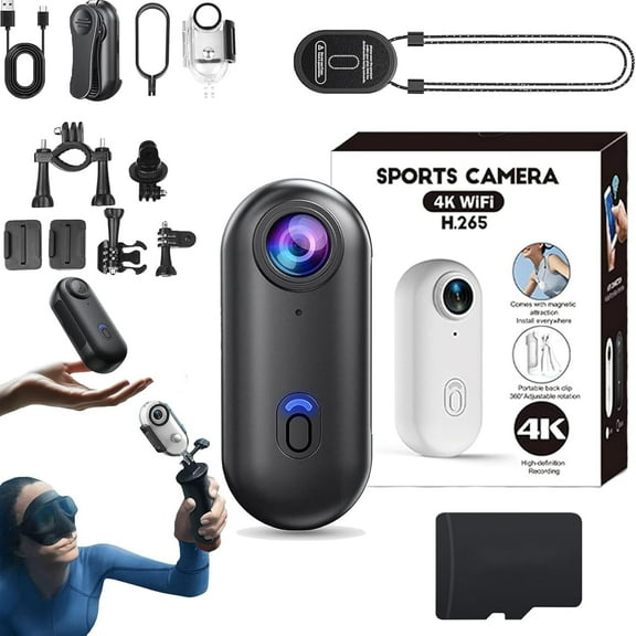 4K Mini Body Camera, 2025 New POV Camera, Thumb Size Cam, Pocket Action Cam,170° Wide Angle, Wearable Video Recording, Underwater Camcorder, Pet Walking & Outdoors Activities (A 64G)