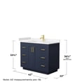 thumbnail image 5 of Wyndham Collection Miranda 42" Wood&Marble Single Bathroom Vanity in Gold/Blue, 5 of 6