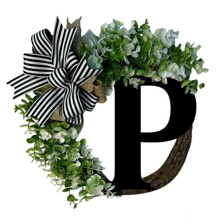 

XiLanHUA Christmas Unique Last Name Year Round Front Door Wreath With Bow Welcome Sign Garland Creative 26 Letter Farmhouse Wreath for Front Door Spring All Seasons Outside Hanger Decor Gift